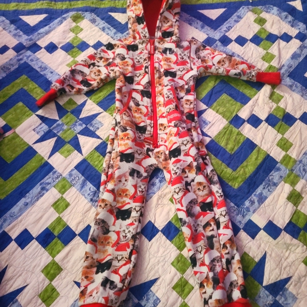 Tipsy Elves kids small santa cats onsie
